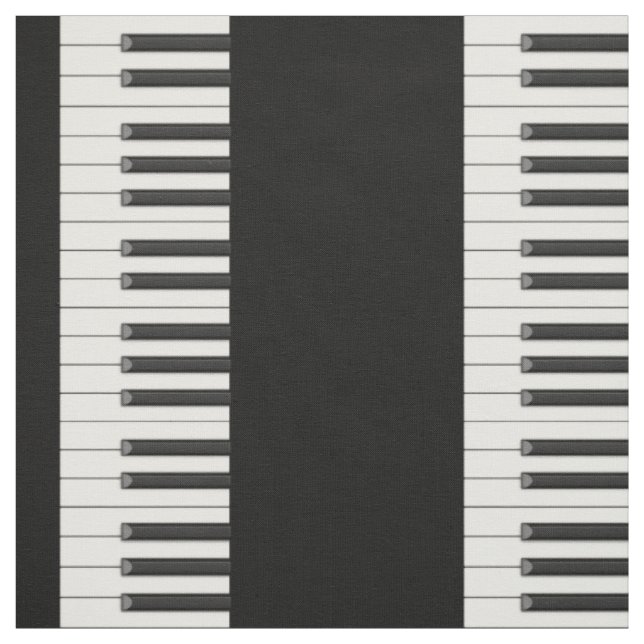 Piano Keys in Small Scale on Black Fabric (Swatch)