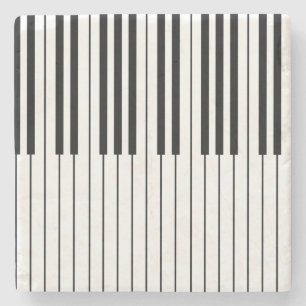 Piano Keys ivory white and black Stone Coaster