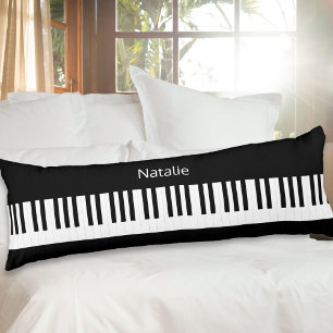 Piano Keys Keyboard Music Black White Personalised Body Cushion