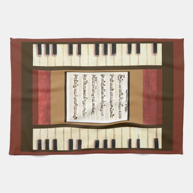 Piano Keys Kitchen Towel with my song sheet music (Horizontal)