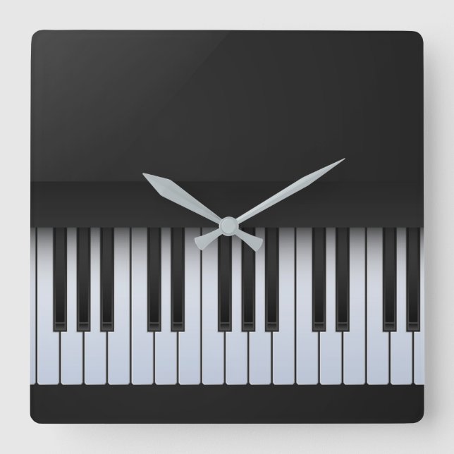 Piano Keys Modern Square Wall Clock (Front)