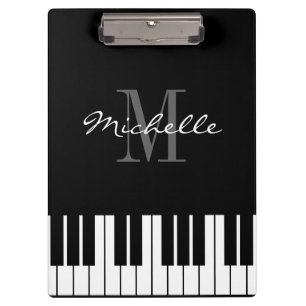 Piano keys monogram clipboard for pianist teacher