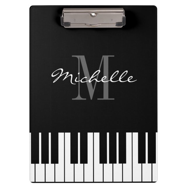 Piano keys monogram clipboard for pianist teacher (Front)