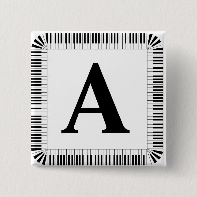 Piano Keys Monogram Pianist Piano Player  15 Cm Square Badge (Front)