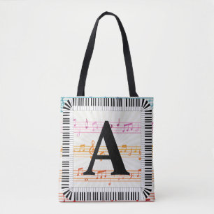Piano Keys Monogram Pianist Piano Player   Tote Bag