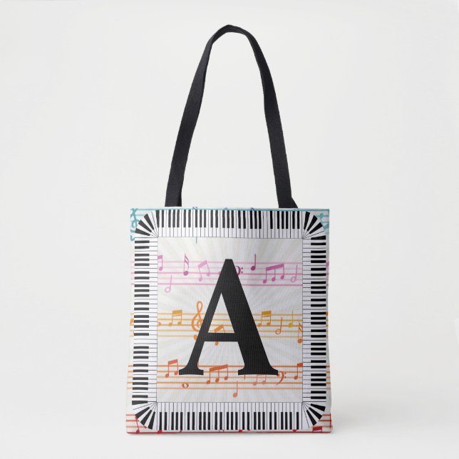 Piano Keys Monogram Pianist Piano Player   Tote Bag (Front)