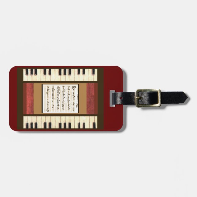 piano keys music border luggage tag (Front Horizontal)