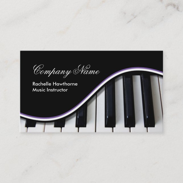 Piano Keys Music Business Cards ~ purple (Front)