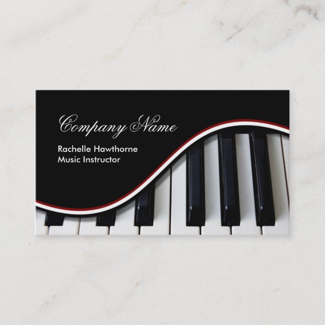 Piano Keys Music Business Cards ~ red (Front)