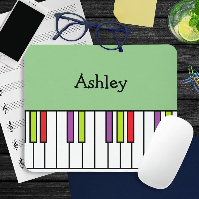 Piano Keys Music Colourful Keyboard Personalised Mouse Mat (A personalized mouse mat with colorful piano keys design. An ideal gift for music lovers)
