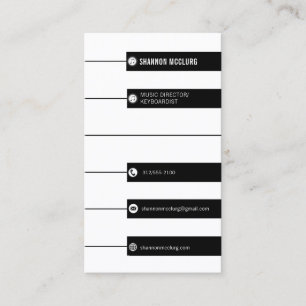 piano keys music director vertical business card