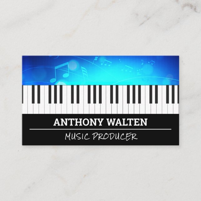 Piano Keys | Music Notes Business Card (Front)