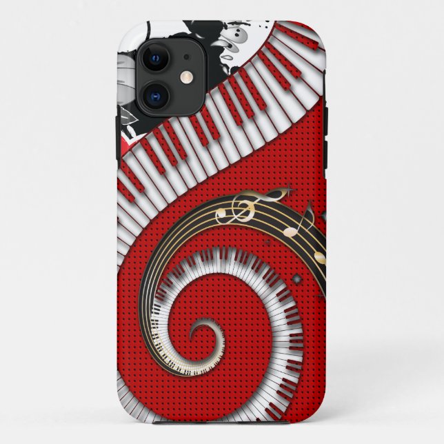 Piano Keys Music Notes Grunge Floral Swirls Case-Mate iPhone Case (Back)