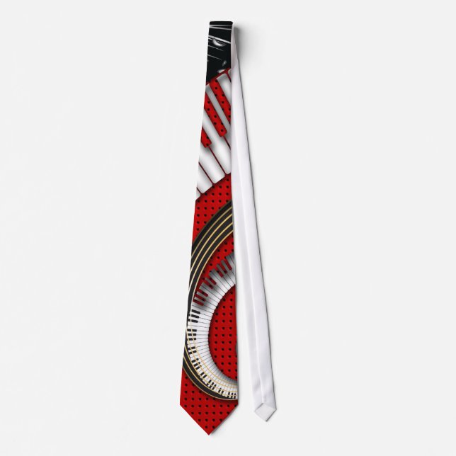 Piano Keys Music Notes Grunge Floral Swirls Tie (Front)