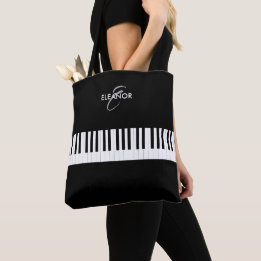 Piano Keys Musical Instrument Monogrammed Tote Bag