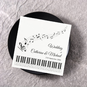 Piano Keys Musical Notes Black & White Wedding Napkin