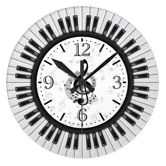 Piano Keys Musical Notes Wall Clock Zazzle.co.uk