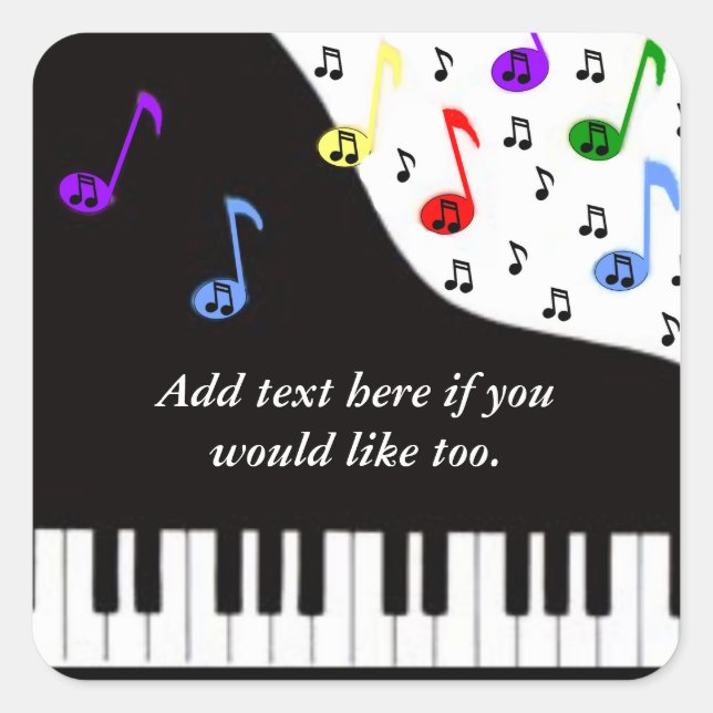 Piano Keys & Notes Square Sticker (Front)