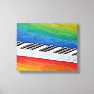 Piano Keys on Rainbow Background Canvas Print