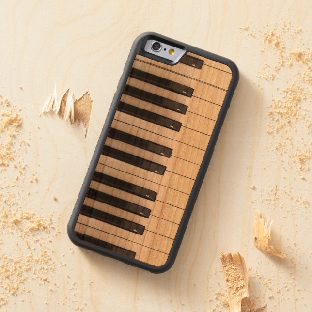 Piano Keys Phone Case Design by Leslie Harlow Carved Wood iPhone Case (In Situ)