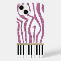 Piano Keys Pink Glitter Zebra Print