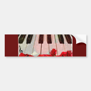 Piano Keys,Roses & Music Notes_ Bumper Sticker