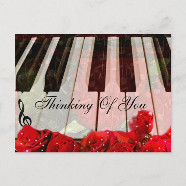 Piano Keys,Roses & Music Notes_ Postcard (Front)