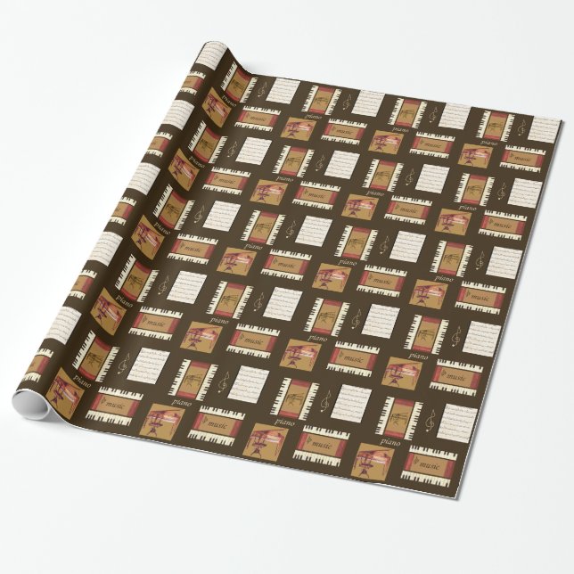 piano keys sheet music wrapping paper (Unrolled)