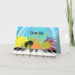 PIANO KEYS & STARS Bar Bat Mitzvah Thank You Card