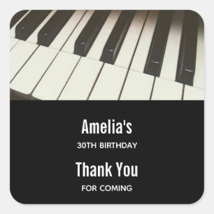 Piano Keys - Stylish B&W Photo Event Thank You Square Sticker