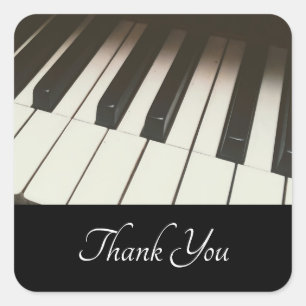 Piano Keys - Stylish B&W Photo Thank You Square Sticker