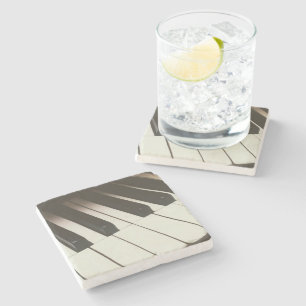 Piano Keys - Stylish Black & White Photograph Stone Coaster