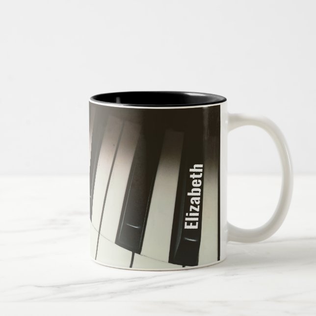 Piano Keys - Stylish Black & White Photograph Two-Tone Coffee Mug (Right)