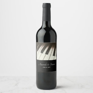 Piano Keys - Stylish Black & White Photograph Wine Label