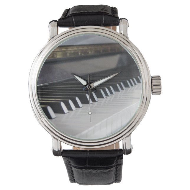 Piano keys watch with black strap (Front)