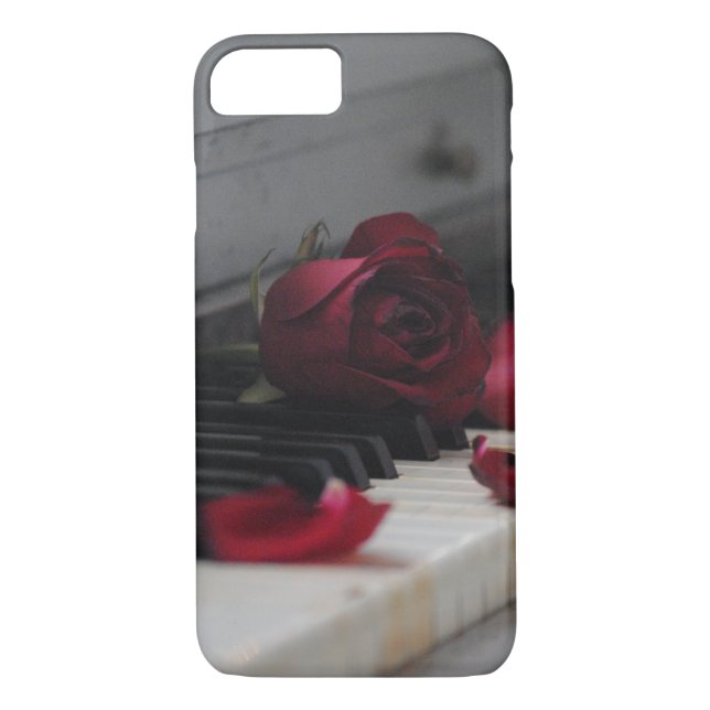 Piano Keys with a Red Rose Case-Mate iPhone Case (Back)