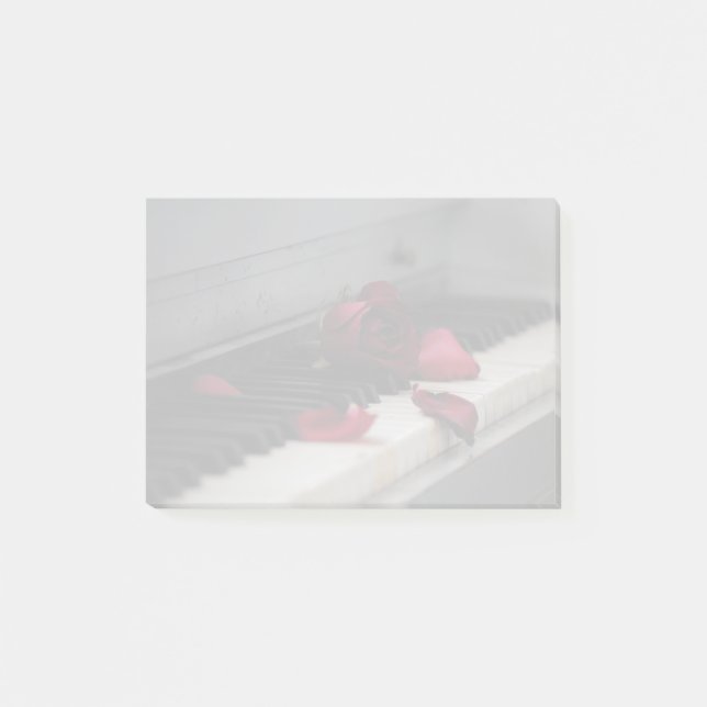Piano Keys with a Red Rose Post-it Notes (Front)