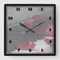 Piano Keys with a Red Rose