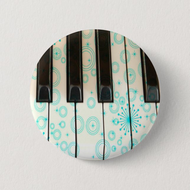 Piano Keys with Aqua Circles 6 Cm Round Badge (Front)