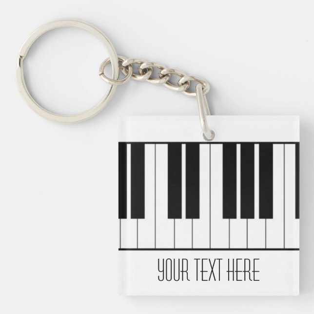 Piano Keys with Name Key Ring (Front)