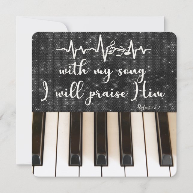 Piano Keys with Psalms Bible Verse Quote (Front)