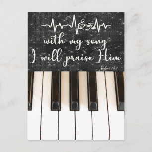 Piano Keys with Psalms Bible Verse Quote Postcard