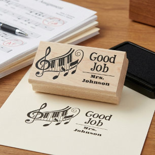 Piano Lesson Reward Personalised Wooden Stamp