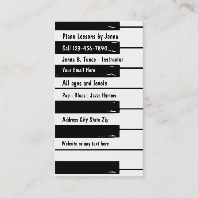 Piano Lessons Business Card (Front)