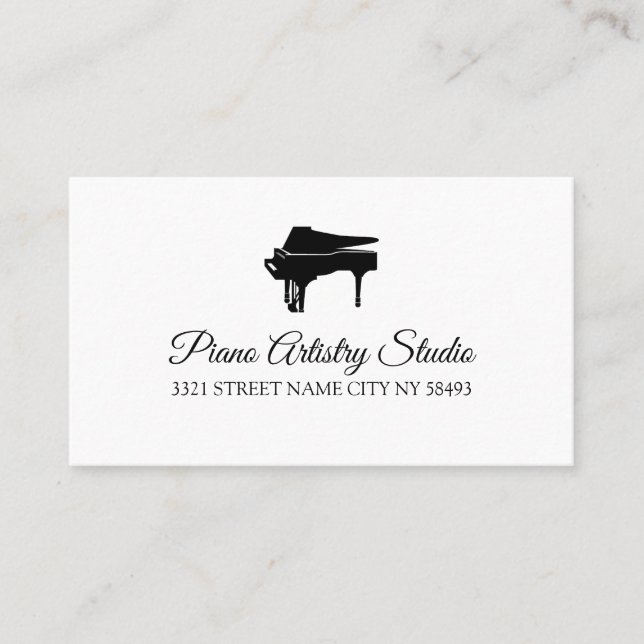 Piano Lessons Instructor Music Studio  Business Ca Business Card (Front)
