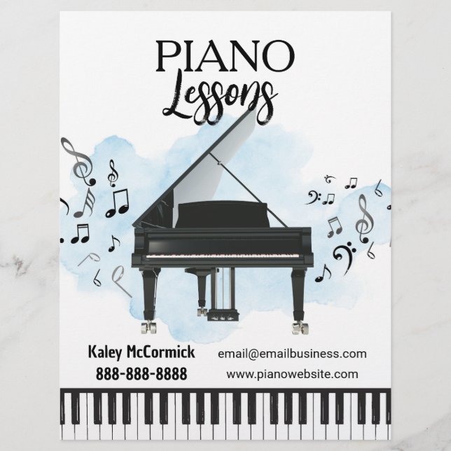 Piano Lessons Music Flyer Template (Front)