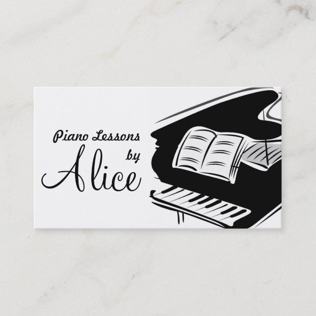 Piano Lessons, Music Instructor Business Card (Front)