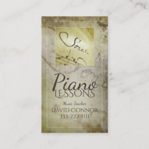 Piano Lessons Music Teacher Classic Old Style Business Card
