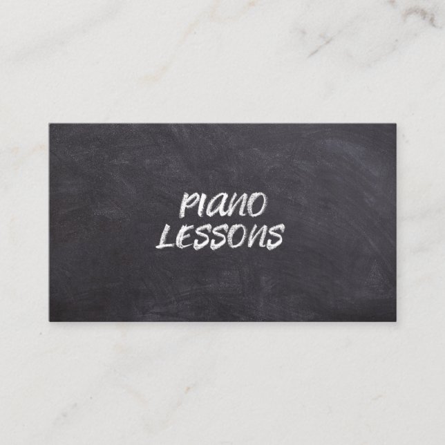 Piano Lessons Music Teacher Instructor Chalkboard  Business Card (Front)