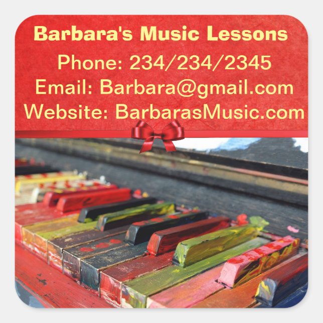 Piano Lessons Promotional Stickers (Front)